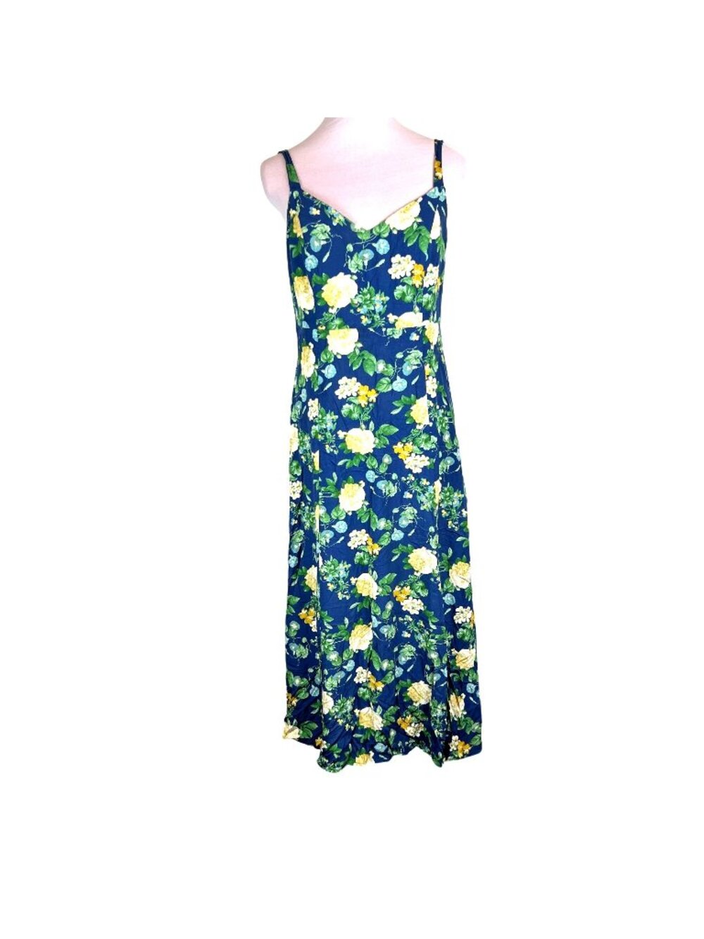 Old Navy S Baby Doll Beachy Hippie Tropical Boho Maxi Smocked Back Slip Dress